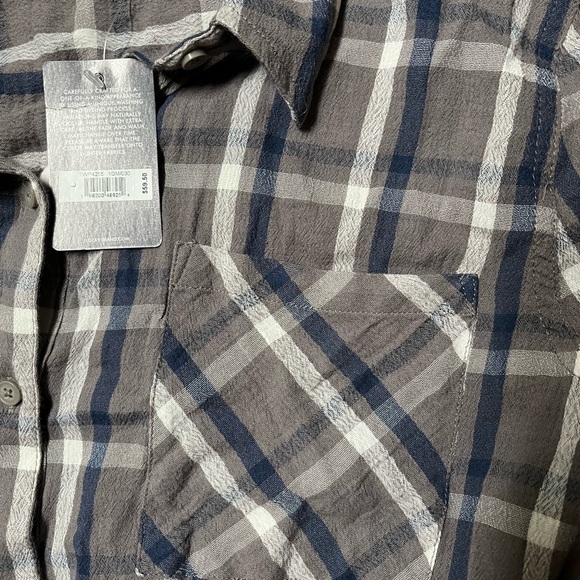 NWT Lucky Brand Flannel Button Down (gray, navy, white) - Picture 5 of 10